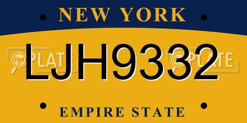 LJH9332 New York License Plate