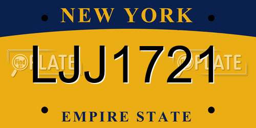 LJJ1721 New York License Plate