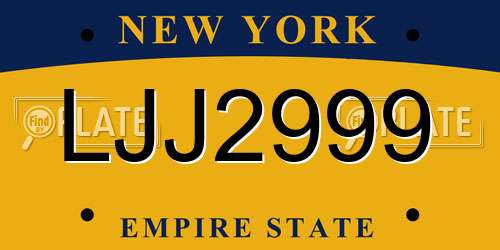 LJJ2999 New York License Plate