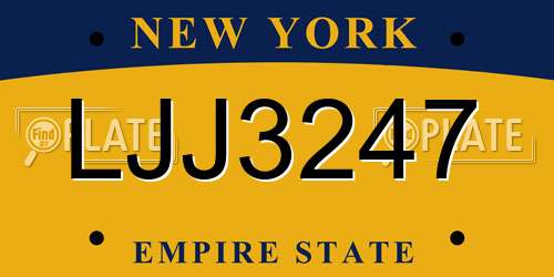 LJJ3247 New York License Plate