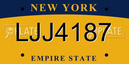 LJJ4187 New York License Plate