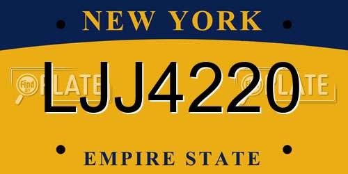 LJJ4220 New York License Plate
