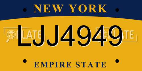 LJJ4949 New York License Plate