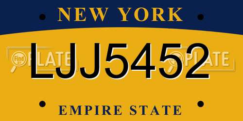 LJJ5452 New York License Plate