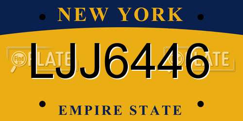 LJJ6446 New York License Plate