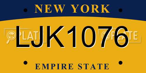 LJK1076 New York License Plate