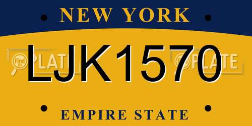 LJK1570 New York License Plate