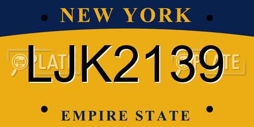LJK2139 New York License Plate
