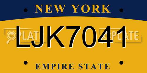 LJK7041 New York License Plate