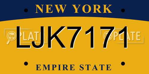 LJK7171 New York License Plate