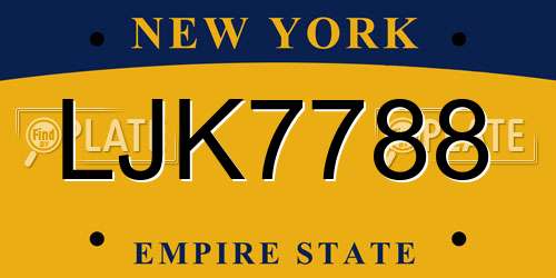 LJK7788 New York License Plate