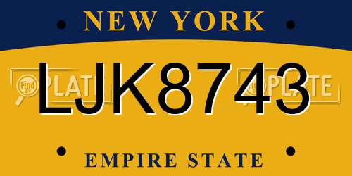 LJK8743 New York License Plate