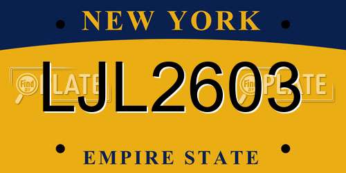 LJL2603 New York License Plate