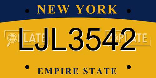 LJL3542 New York License Plate