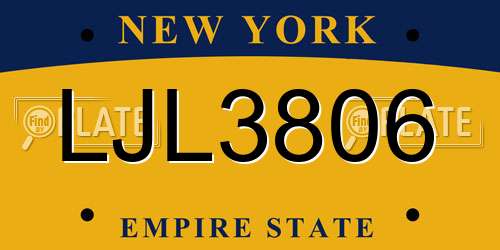 LJL3806 New York License Plate