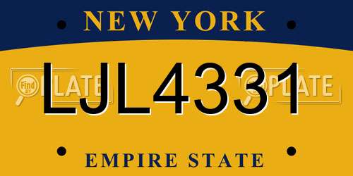 LJL4331 New York License Plate