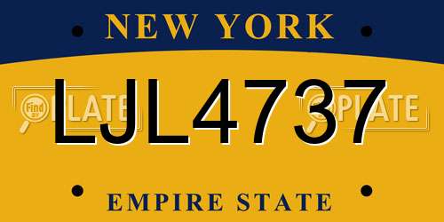 LJL4737 New York License Plate