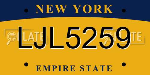LJL5259 New York License Plate