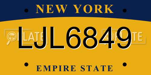 LJL6849 New York License Plate