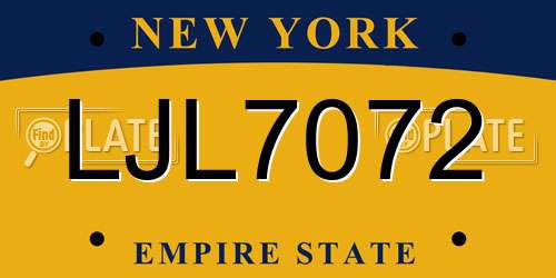 LJL7072 New York License Plate