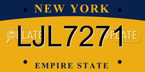 LJL7271 New York License Plate