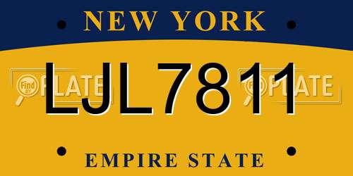 LJL7811 New York License Plate