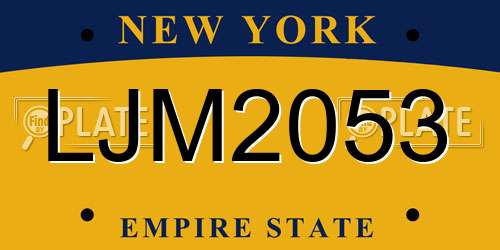 LJM2053 New York License Plate