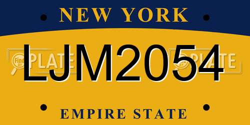 LJM2054 New York License Plate