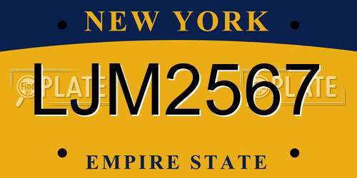 LJM2567 New York License Plate