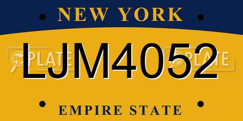 LJM4052 New York License Plate