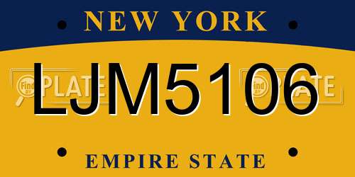 LJM5106 New York License Plate