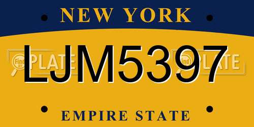 LJM5397 New York License Plate