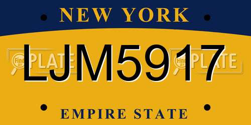 LJM5917 New York License Plate