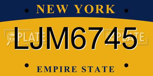 LJM6745 New York License Plate