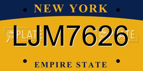LJM7626 New York License Plate