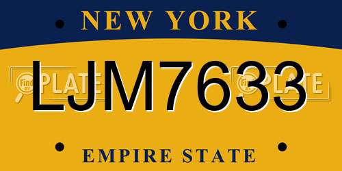 LJM7633 New York License Plate