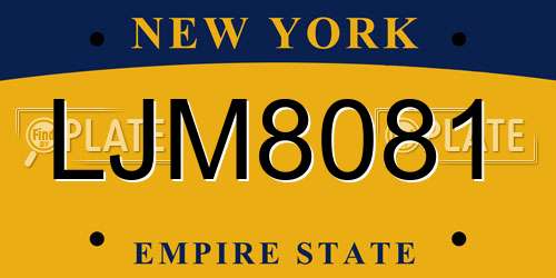 LJM8081 New York License Plate