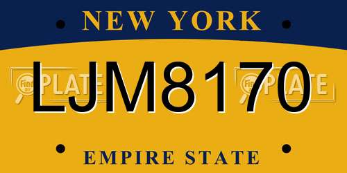 LJM8170 New York License Plate