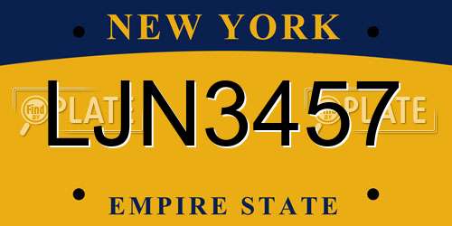 LJN3457 New York License Plate
