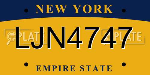 LJN4747 New York License Plate