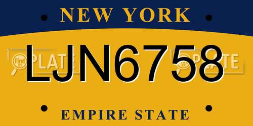 LJN6758 New York License Plate