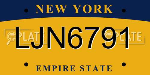 LJN6791 New York License Plate