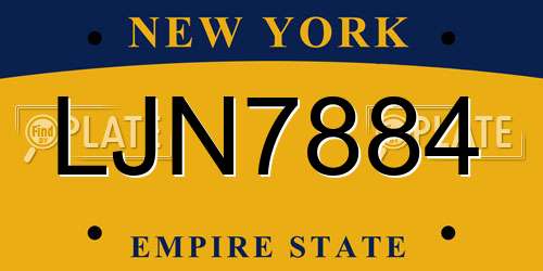 LJN7884 New York License Plate
