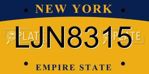 LJN8315 New York License Plate