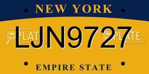 LJN9727 New York License Plate