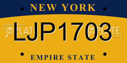 LJP1703 New York License Plate