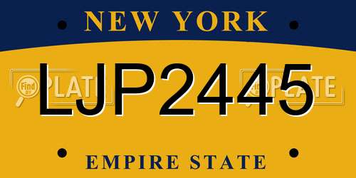 LJP2445 New York License Plate