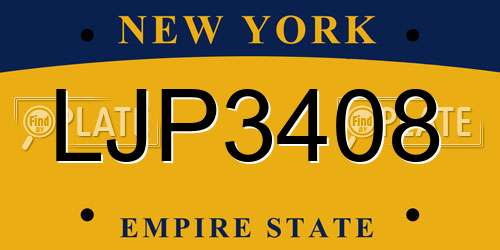 LJP3408 New York License Plate