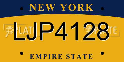 LJP4128 New York License Plate