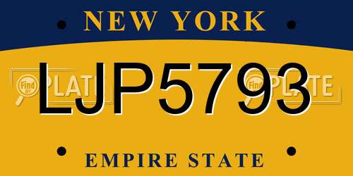 LJP5793 New York License Plate
